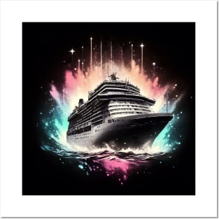 Monochromatic Birthday Cruise Ship Rainbow Colors Posters and Art